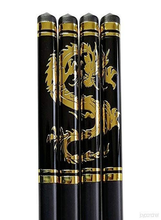 Sakoraware 5 Pairs/10 pcs Reusable Fiberglass Chinese Japanese Chopstick Dragon Black Print Designer, Dishwasher Safe, Round, 9.5 Inch - Image 5
